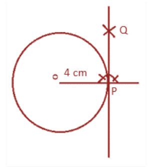 Question 2 - Construct a tangent to circle of radius 4 cm from point