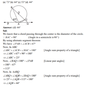 In the given figure PQ is a tangent to a circle with centre O A