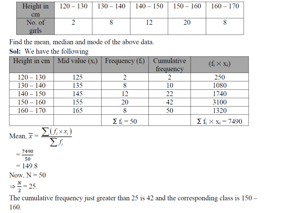 A survey regarding the heights (in cm) of 50 girls of a class was ...