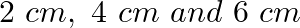 \[2\text{ }cm,\text{ }4\text{ }cm\text{ }and\text{ }6\text{ }cm\]